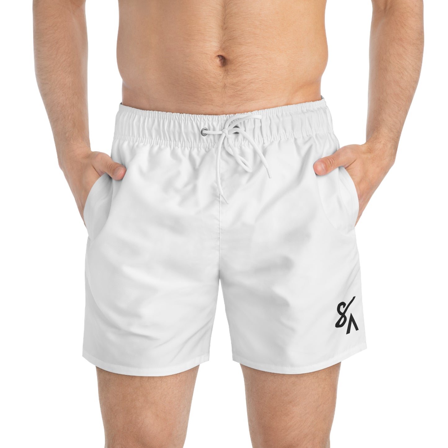 MEN'S 8A WHITE SWIM SHORTS