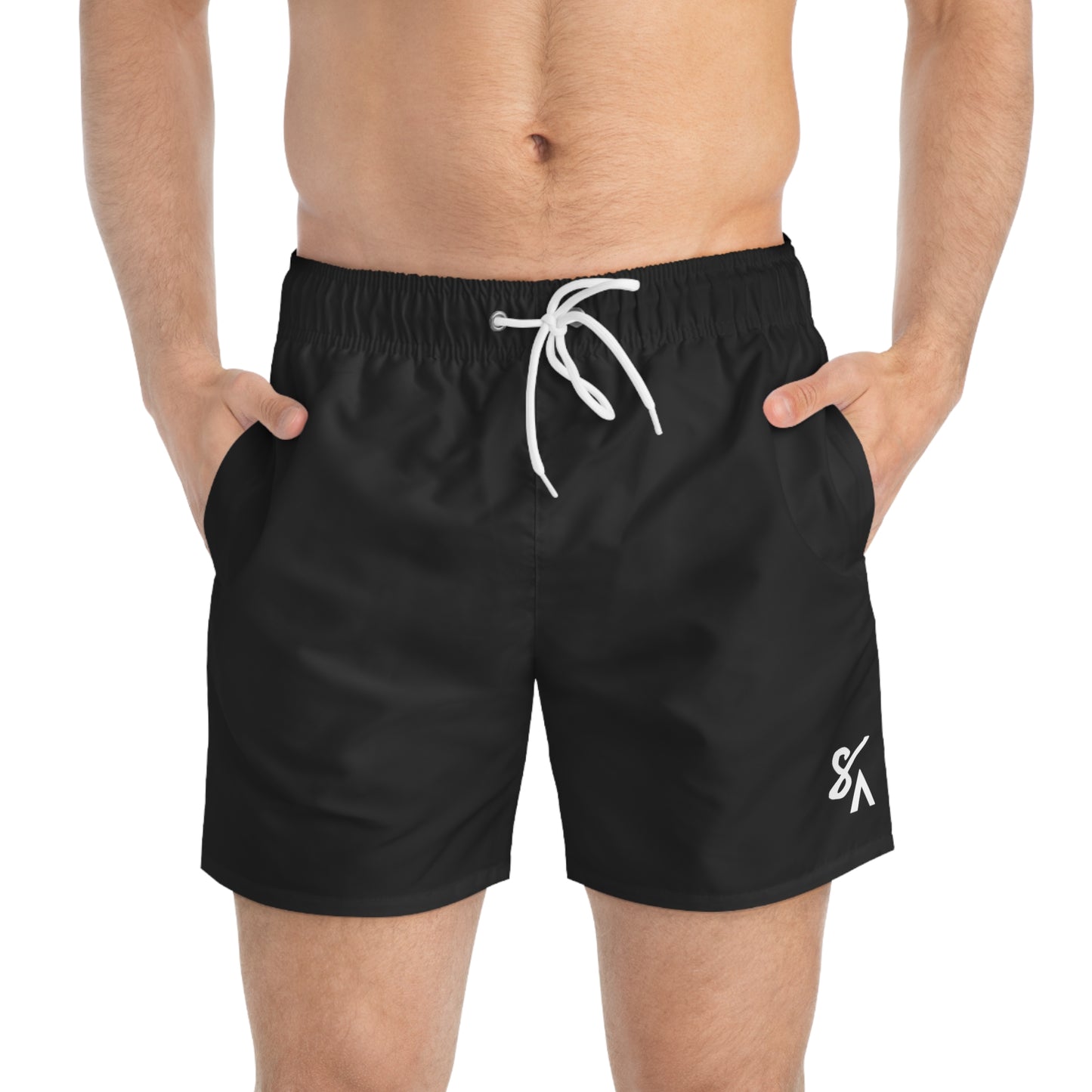 MEN'S 8A BLACK SWIM SHORTS